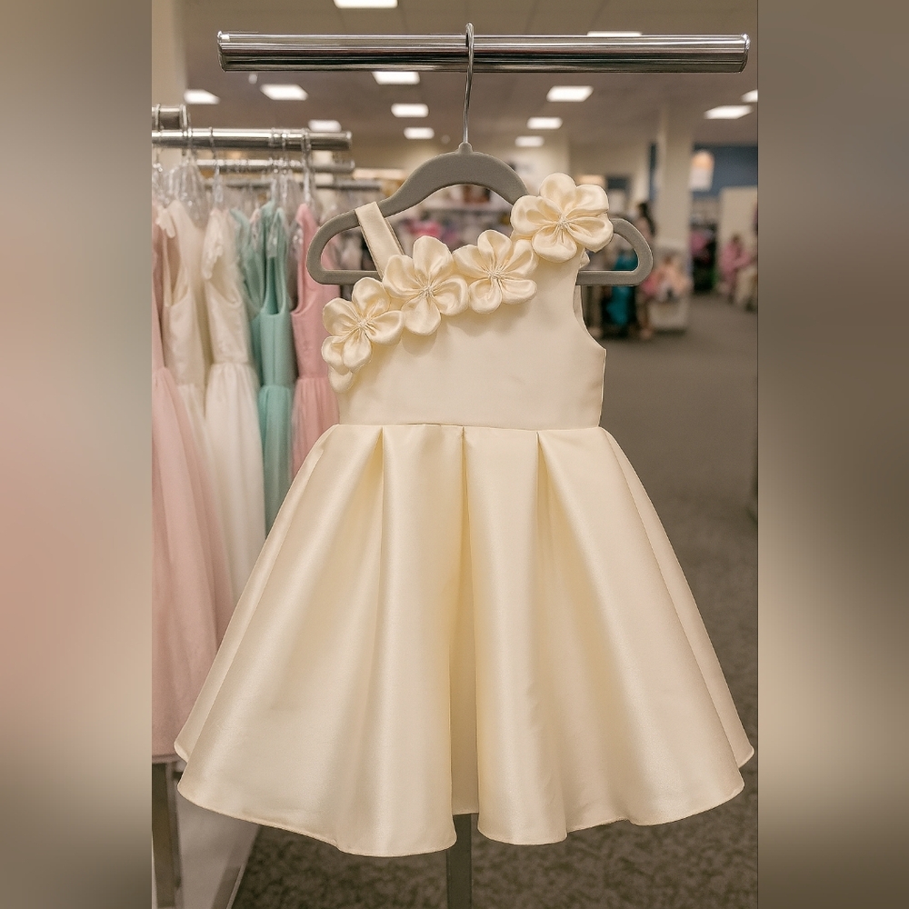 Elegant Cream Floral Kids Dress